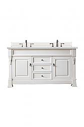 JAMES MARTIN 147-V60D-BW-3ENC BROOKFIELD 60 INCH DOUBLE VANITY CABINET WITH ETHEREAL NOCTIS QUARTZ TOP - BRIGHT WHITE