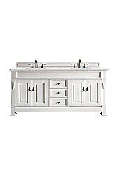 JAMES MARTIN 147-V72-BW-3ENC BROOKFIELD 72 INCH DOUBLE VANITY CABINET WITH ETHEREAL NOCTIS QUARTZ TOP - BRIGHT WHITE