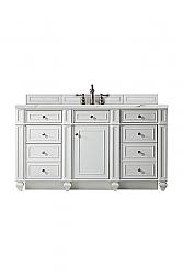 JAMES MARTIN 157-V60S-BW-3ENC BRISTOL 60 INCH SINGLE VANITY CABINET WITH ETHEREAL NOCTIS QUARTZ TOP - BRIGHT WHITE