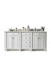 JAMES MARTIN 157-V72-BW-3ENC BRISTOL 72 INCH DOUBLE VANITY CABINET WITH ETHEREAL NOCTIS QUARTZ TOP - BRIGHT WHITE