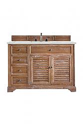 JAMES MARTIN 238-104-5211-3ENC SAVANNAH 48 INCH SINGLE VANITY CABINET WITH ETHEREAL NOCTIS QUARTZ TOP - DRIFTWOOD