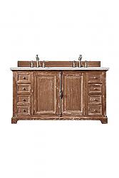 JAMES MARTIN 238-105-5611-3ENC PROVIDENCE 60 INCH DOUBLE VANITY CABINET WITH ETHEREAL NOCTIS QUARTZ TOP - DRIFTWOOD