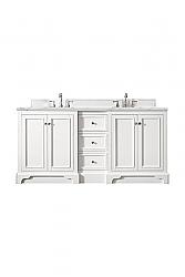 JAMES MARTIN 825-V72-BW-3ENC DE SOTO 73 1/4 INCH DOUBLE VANITY CABINET WITH ETHEREAL NOCTIS QUARTZ TOP - BRIGHT WHITE
