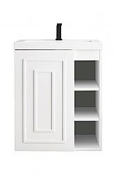 JAMES MARTIN E110V24GWWG ALICANTE 23 5/8 INCH SINGLE VANITY CABINET WITH WHITE GLOSSY COMPOSITE COUNTERTOP - GLOSSY WHITE