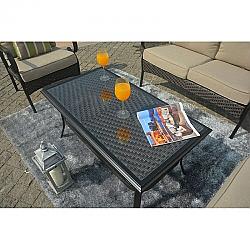 DIRECT WICKER PAS-2020-TABLE 42 1/2 INCH RECTANGULAR METAL OUTDOOR COFFEE TABLE - BLACK