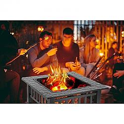 DIRECT WICKER UI-JYL-BK 32 INCH METAL PORTABLE COURTYARD FIREPIT WITH ACCESSORIES - BLACK