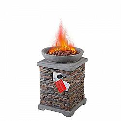 DIRECT WICKER HNGYGO-JW00455301 20 1/8 INCH OUTDOOR GAS FIREPIT TABLE WITH FIRE BOWL - BROWN