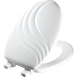 BEMIS 127ECA 000 MAYFAIR 18 7/8 INCH ELONGATED ENAMELED WOOD SWIRL DESIGN TOILET SEAT WITH STA-TITE SEAT FASTENING SYSTEM, EASY-CLEAN AND CHANGE HINGE - WHITE