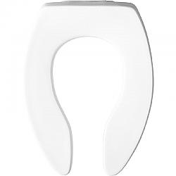 BEMIS 1655CT 18 1/2 INCH ELONGATED OPEN FRONT LESS COVER COMMERCIAL PLASTIC TOILET SEAT WITH STA-TITE CHECK HINGE
