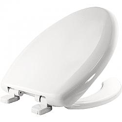 BEMIS 1250TTA 000 18 3/4 INCH ELONGATED PLASTIC OPEN FRONT TOILET SEAT WITH COVER AND TOP-TITE HINGE - WHITE