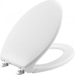 BEMIS 1900SS 000 18 3/4 INCH ELONGATED COMMERCIAL PLASTIC TOILET SEAT WITH SELF-SUSTAINING STAINLESS STEEL HINGE - WHITE