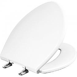 BEMIS 1000CPT 000 19 1/8 INCH ELONGATED PARAMONT PLASTIC TOILET SEAT WITH CHROME HINGE AND STA-TITE - WHITE