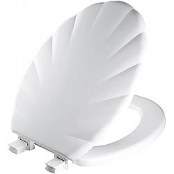 BEMIS 122ECA 000 MAYFAIR 18 7/8 INCH ELONGATED ENAMELED WOOD SHELL DESIGN TOILET SEAT WITH STA-TITE SEAT FASTENING SYSTEM AND EASY-CLEAN AND CHANGE HINGE - WHITE