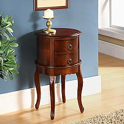 ALL THINGS CEDAR DS009 16 INCH TWIN DRAWER ROUND HALL TABLE - CHERRY