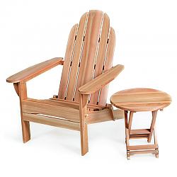 ALL THINGS CEDAR FA20-SET 2 PIECES FOLDING ANDY CHAIR AND FOLDING TABLE - SANDED