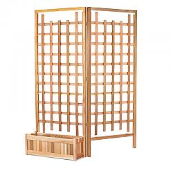ALL THINGS CEDAR PL30-SET 33 INCH PLANTER BOX WITH TRELLIS PRIVACY SCREEN SET - SANDED