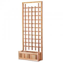 ALL THINGS CEDAR PL30-T 33 INCH PLANTER BOX AND TRELLIS PRIVACY SCREEN - SANDED