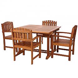 ALL THINGS CEDAR TD72-20 5-PIECE BUTTERFLY EXTENSION TABLE AND DINING CHAIR SET