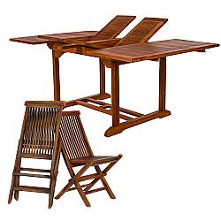 ALL THINGS CEDAR TD72-22 9-PIECE BUTTERFLY EXTENSION TABLE AND FOLDING CHAIR SET