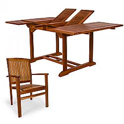ALL THINGS CEDAR TD72-24 5-PIECE BUTTERFLY EXTENSION TABLE AND STACKING CHAIR SET