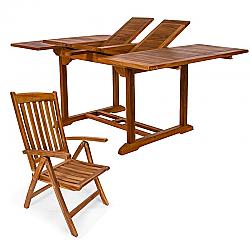ALL THINGS CEDAR TD72-44 5-PIECE BUTTERFLY EXTENSION TABLE AND FOLDING ARM CHAIR SET