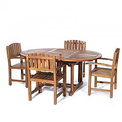 ALL THINGS CEDAR TE70-20 5-PIECE OVAL EXTENSION TABLE AND DINING CHAIR SET