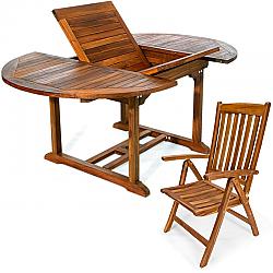 ALL THINGS CEDAR TE70-44 5-PIECE OVAL EXTENSION FOLDING TABLE AND ARM CHAIR SET