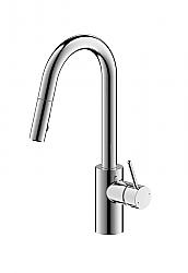 ULTRA FAUCETS UF1490 EURO 16 1/2 INCH DECK MOUNT SINGLE HANDLE KITCHEN FAUCET WITH PULL-DOWN SPRAY