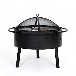 WESTIN FURNITURE 3006102 23 5/8 INCH STAR AND MOON BONFIRE ROUND STEEL WOOD BURNING PATIO FIRE PIT