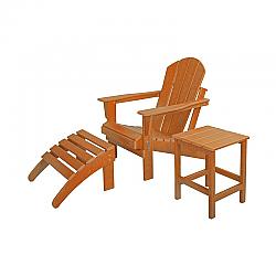 WESTIN FURNITURE 2001AOC 3-PIECE OUTDOOR ADIRONDACK PATIO CHAIR WITH OTTOMAN AND SIDE TABLE SET