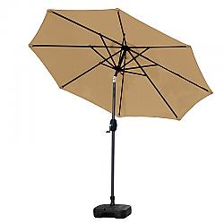 WESTIN FURNITURE 9805021-OS5001 108 INCH OUTDOOR PATIO MARKET TABLE UMBRELLA WITH SQUARE PLASTIC FILLABLE BASE - BEIGE