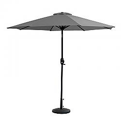 WESTIN FURNITURE 9806302-OS5003 108 INCH OUTDOOR PATIO MARKET TABLE UMBRELLA WITH DECORATIVE ROUND RESIN BASE - GRAY