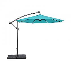 WESTIN FURNITURE OS3002-981 115 INCH OUTDOOR PATIO SOLAR LED CANTILEVER UMBRELLA WITH BASE WEIGHTS