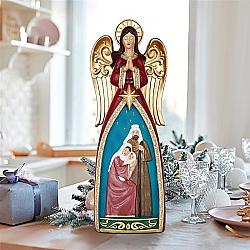 DESIGN TOSCANO AL20523 7 1/2 INCH CHRISTMAS ANGEL FIGURINE WITH HOLY FAMILY