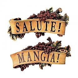 DESIGN TOSCANO AH923111 12 1/2 INCH SET OF SALUTE AND MANGIA WALL PLAQUES