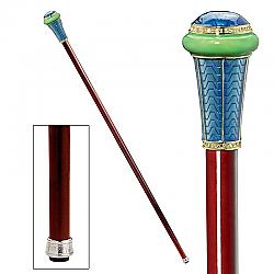 DESIGN TOSCANO FH222 IMPERIAL 2 INCH PEACOCKS TAIL FABERGE WALKING STICK