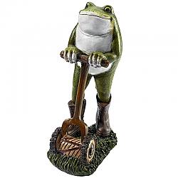 DESIGN TOSCANO AL18624 5 INCH MOSES THE TOAD LAWN MOWER FROG