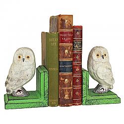DESIGN TOSCANO SP2819 3 1/2 INCH WISE SNOWY OWL CAST IRON BOOKEND SET