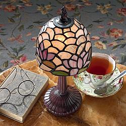DESIGN TOSCANO TF10039 5 1/2 INCH LOTUS FLOWER PETITE STAINED GLASS LAMP