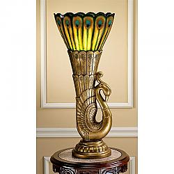 DESIGN TOSCANO KY7487 12 1/2 INCH ART DECO PEACOCK TORCHIERE LAMP