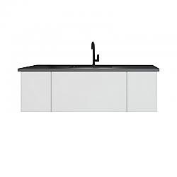 LAVIVA 313VTR-54CW-MB VITRI 54 INCH CLOUD WHITE CABINET WITH MATTE BLACK STONE SOLID SURFACE COUNTERTOP