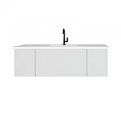 LAVIVA 313VTR-54CW-MW VITRI 54 INCH CLOUD WHITE CABINET WITH MATTE WHITE STONE SOLID SURFACE COUNTERTOP