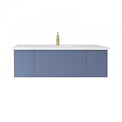 LAVIVA 313VTR-54NB-MW VITRI 54 INCH NAUTICAL BLUE CABINET WITH MATTE WHITE STONE SOLID SURFACE COUNTERTOP