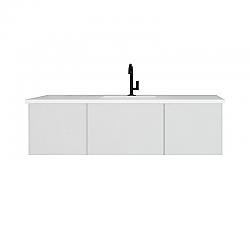 LAVIVA 313VTR-60CCW-MW VITRI 60 INCH CLOUD WHITE SINGLE SINK CABINET WITH MATTE WHITE STONE SOLID SURFACE CENTER SINK COUNTERTOP
