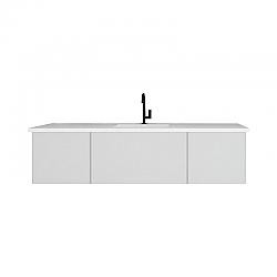 LAVIVA 313VTR-66CW-MW VITRI 66 INCH CLOUD WHITE CABINET WITH MATTE WHITE STONE SOLID SURFACE COUNTERTOP