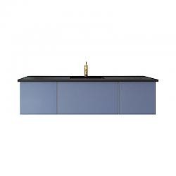 LAVIVA 313VTR-66NB-MB VITRI 66 INCH NAUTICAL BLUE CABINET WITH MATTE BLACK STONE SOLID SURFACE COUNTERTOP