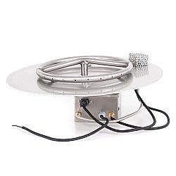 THE OUTDOOR PLUS OPT-110018BPE12 ROUND STAINLESS STEEL 18 INCH FLAT PAN AND 12 INCH SINGLE BURNER - 12V ELECTRONIC IGNITION