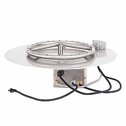 THE OUTDOOR PLUS OPT-110012BPE110 ROUND STAINLESS STEEL 12 INCH FLAT PAN AND 6 INCH SINGLE BURNER - 110V ELECTRONIC IGNITION
