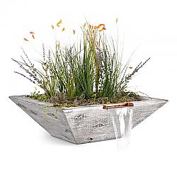 THE OUTDOOR PLUS OPT-24SWGPW MAYA 24 INCH WOOD GRAIN PLANTER AND WATER BOWL