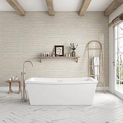 OVE DECORS 15BKF-TERR70-CHRMO TERRA FREESTANDING 70 INCH BATHTUB KIT WITH WITH CHROME AND SATIN NICKEL HARDWARE, ATHENA SATIN NICKEL FAUCET INCLUDED